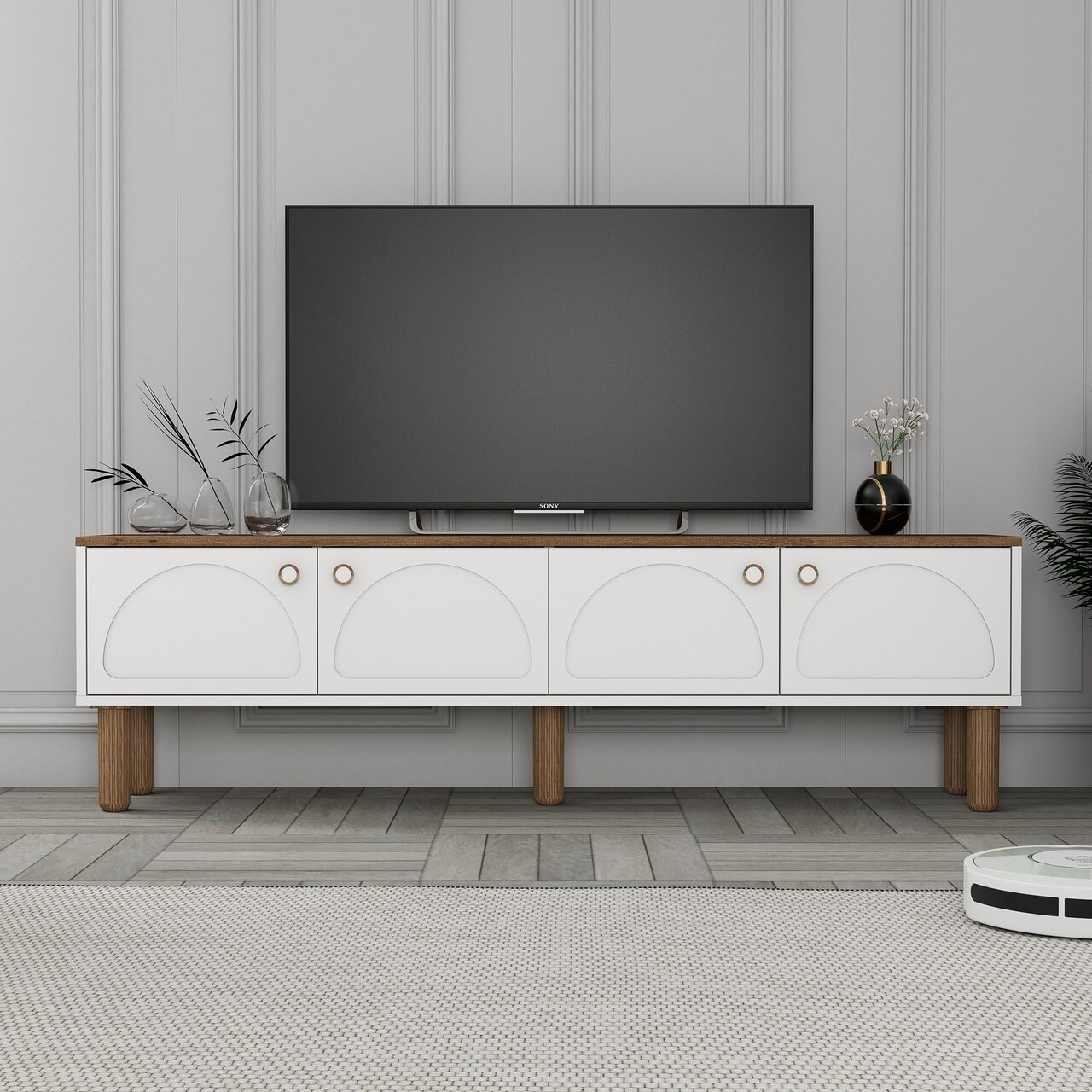 Comoda TV, Hanah Home, Bohem 850, 180x53x35 cm, Alb - imagine 7